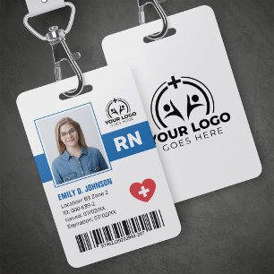 Tarjeta De Identificación Foto y código de barras de enfermera registrada pr