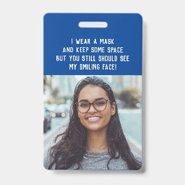 Tarjeta De Identificación Foto y nombre del maestro de la escuela azul