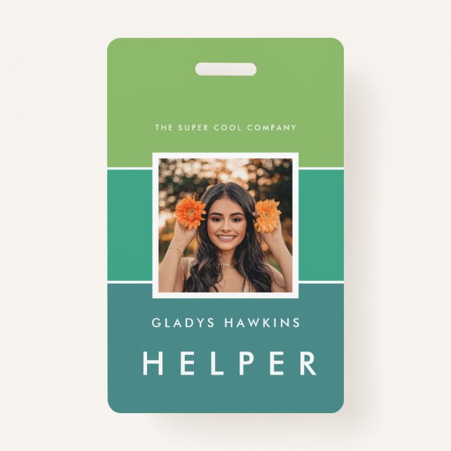 Tarjeta De Identificación Foto y nombre modernos ID del personal (Anverso)