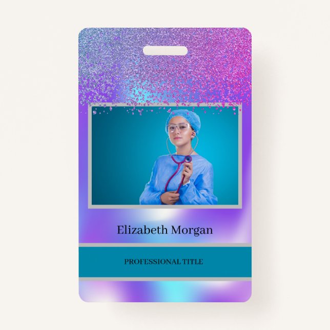 Tarjeta De Identificación Fotografía de empleado Diamantes de moda Holográfi (Anverso)