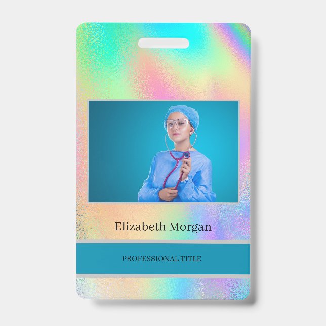Tarjeta De Identificación Fotografía de empleado: Rainbow Holographic (Parte frontal)