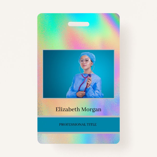 Tarjeta De Identificación Fotografía de empleado: Rainbow Holographic (Anverso)