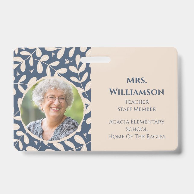 Tarjeta De Identificación Fotografía del personal docente de Floral (Parte frontal)