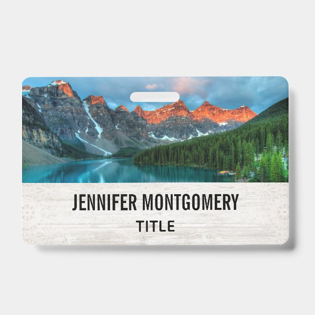 Tarjeta De Identificación Fotografía paisajística de Montaña y Lago Escénico (Parte frontal)