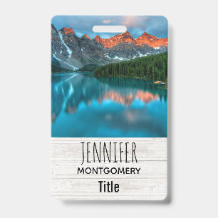 Tarjeta De Identificación Fotografía paisajística de Montaña y Lago Escénico
