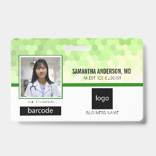 Tarjeta De Identificación Fotografía y logotipo profesionales médicos verd