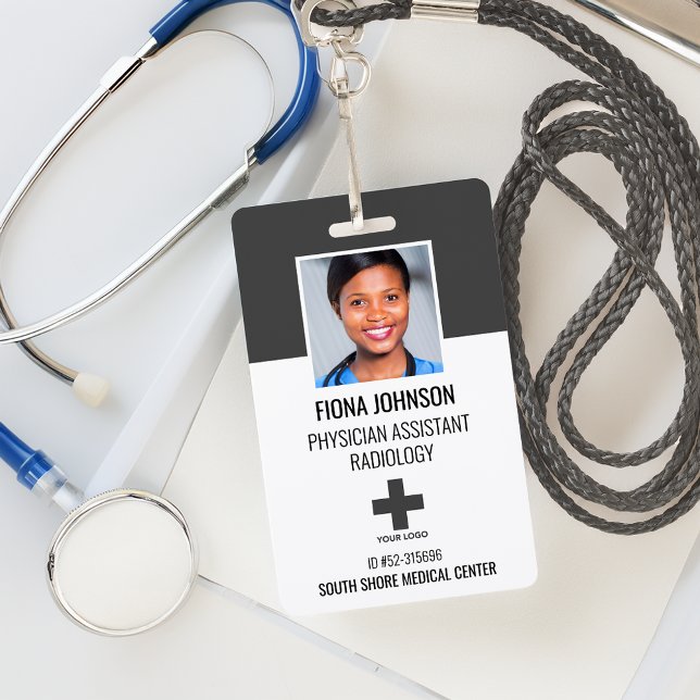 Tarjeta de identificación fotográfica con logotipo (Personalized Medical Employee Logo Photo ID Badge)