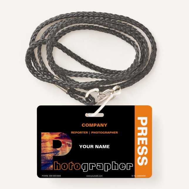Tarjeta De Identificación Fotógrafo (Anverso son cordón)