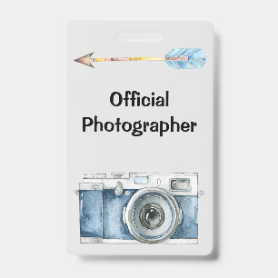 Tarjeta De Identificación Fotógrafo oficial con cámara vintage