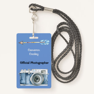 Tarjeta De Identificación Fotógrafo oficial con placa de cámara de época