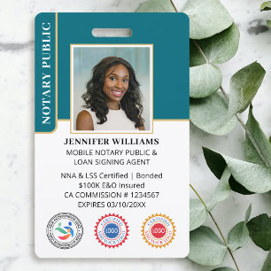 Tarjeta De Identificación Fotos públicas de notario móvil QR Código ID Verde