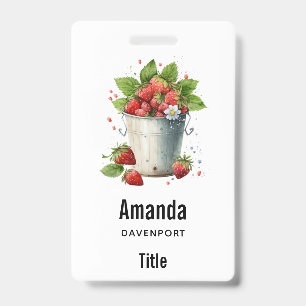 Tarjeta De Identificación Fresas Frescas Recogidas en un Cubo