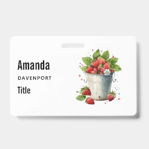 Tarjeta De Identificación Fresas recién recogidas en un cubo