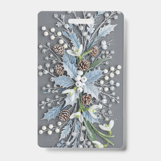 Tarjeta De Identificación Frosted Winter Snowdrop Floral Arrangement
