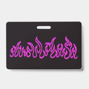 Tarjeta De Identificación Fuego Llamas Fuego Rosa Púrpura Contorno