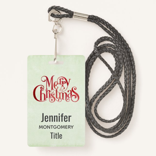 Tarjeta De Identificación Fuente festiva de tipografía navideña Red Merry (Anverso son cordón)