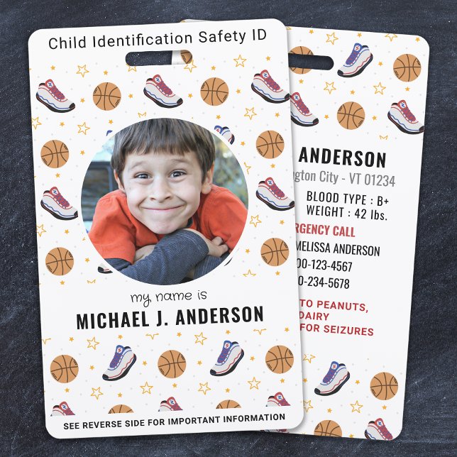 Tarjeta De Identificación Fun Personalizado deportivo de baloncesto con foto (Subido por el creador)