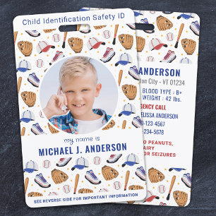 Tarjeta De Identificación Fun Personalizado Deportivo de Béisbol foto modern