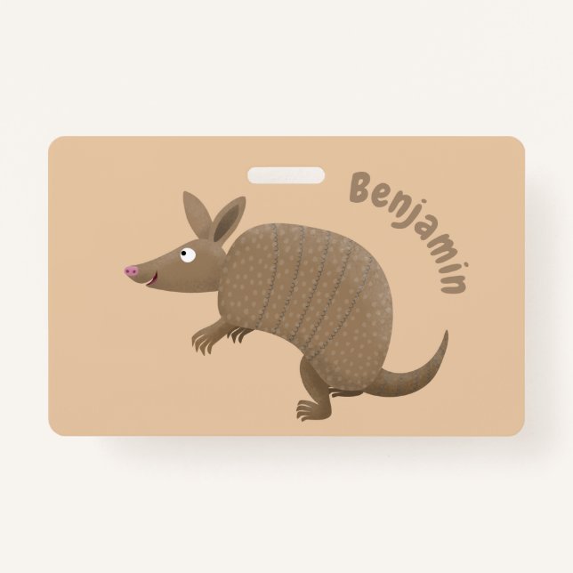 Tarjeta De Identificación Funny armadillo feliz personalizado ilustracion (Anverso)