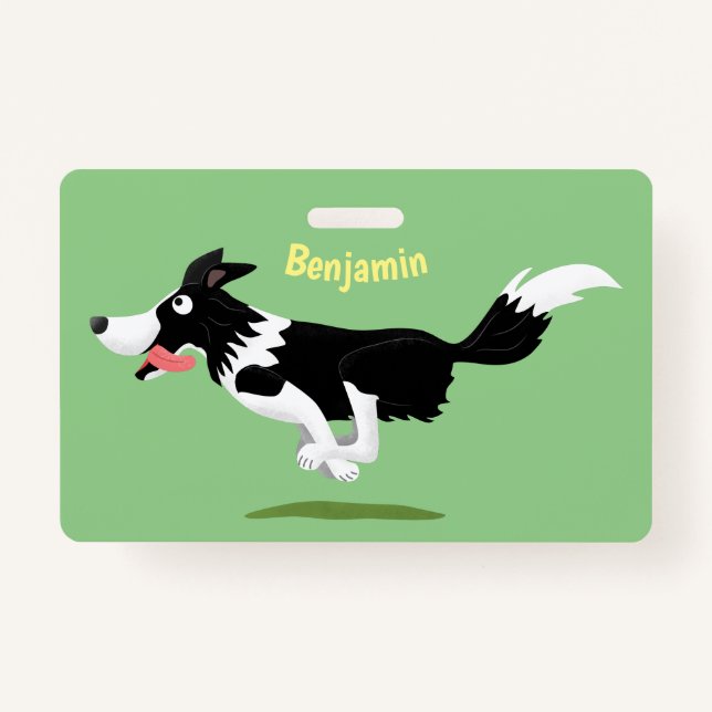 Tarjeta De Identificación Funny Border Collie perro corriendo personalizado (Anverso)