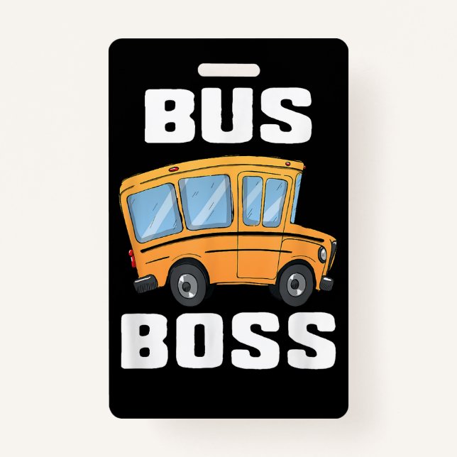 Tarjeta De Identificación Funny Bus Boss School Bus Driver (Anverso)
