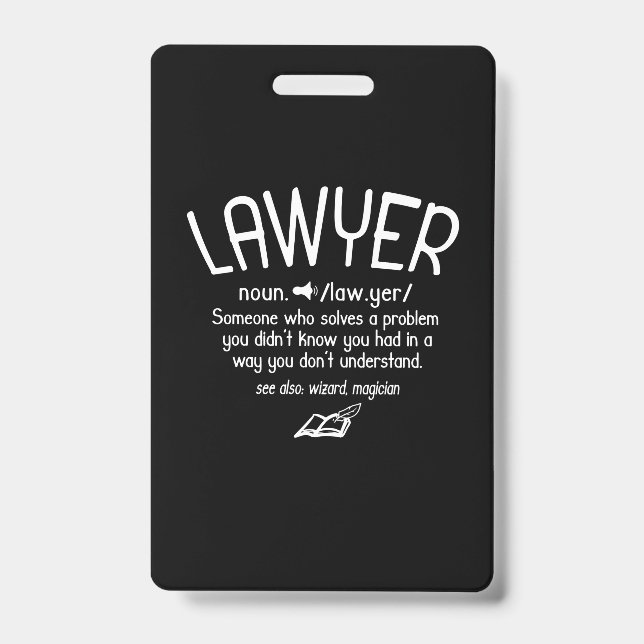 Tarjeta De Identificación Funny Lawyer Definition (Anverso)
