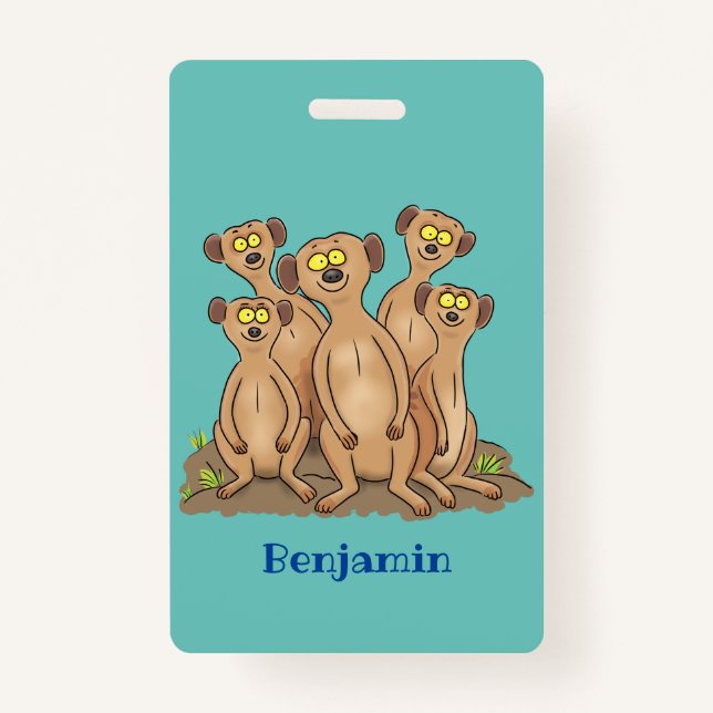 Tarjeta De Identificación Funny meerkat ilustracion personalizado familiar (Anverso)