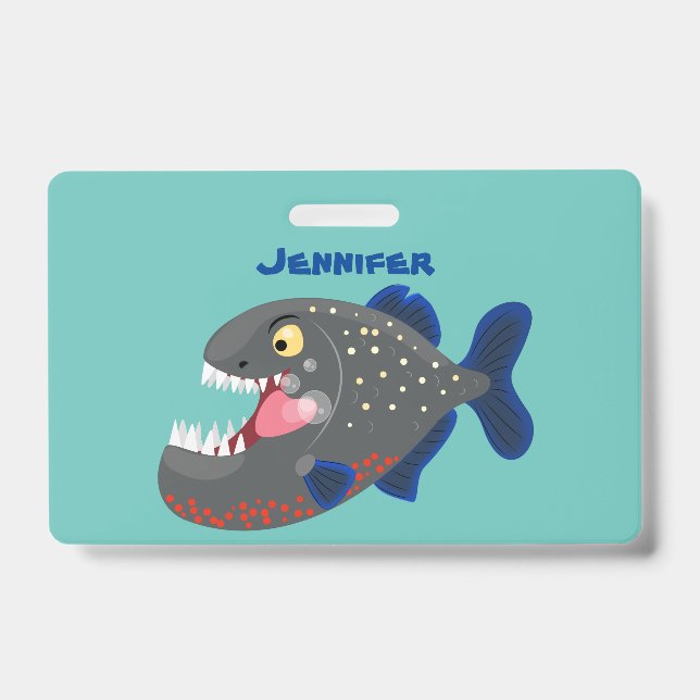 Tarjeta De Identificación Furioso ilustracion personalizado de piranha (Anverso)