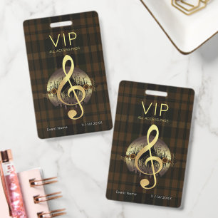 Tarjeta De Identificación Gafas de Clef de Sol VIP de Acceso Total Clásico M