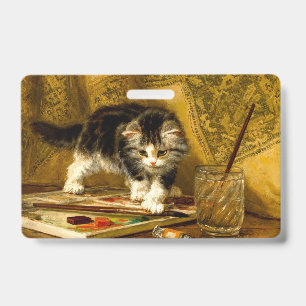 Tarjeta De Identificación Gatito con pintura y brochas