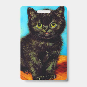Tarjeta De Identificación Gatito Malhumorado al Estilo de Van Gogh