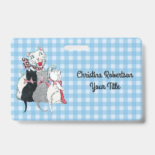 Tarjeta De Identificación Gatitos Con Madre Sonriente Gato Azul Lámina Blanc