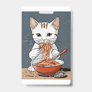 Tarjeta De Identificación Gato blanco divertido