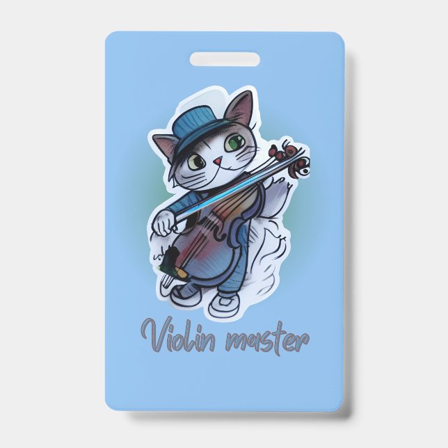 Tarjeta De Identificación Gato con camiseta violín (Parte frontal)