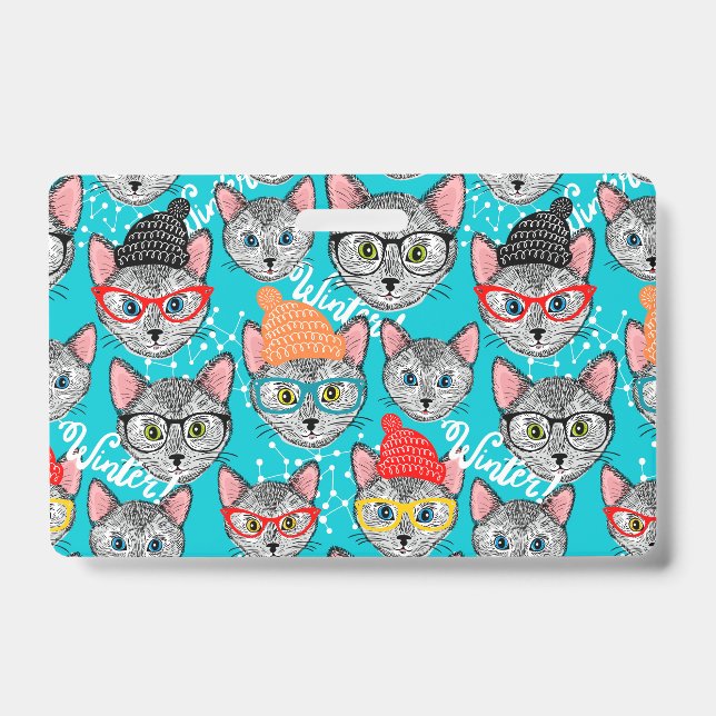 Tarjeta De Identificación Gato en el gorra (Parte frontal)