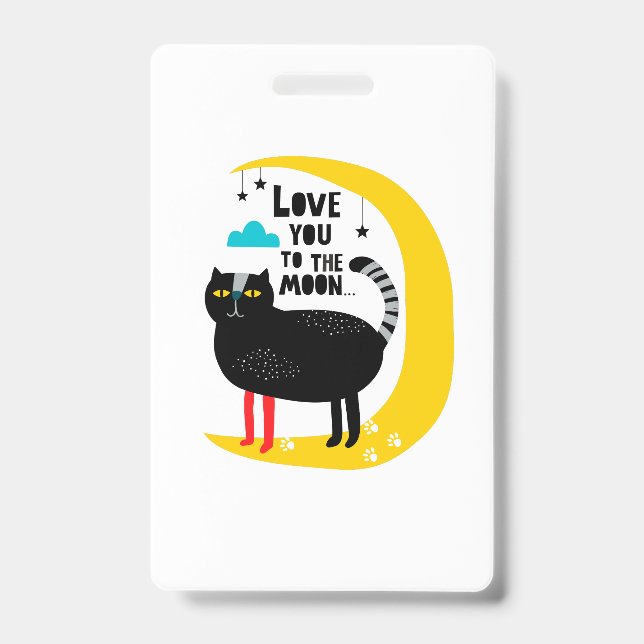 Tarjeta De Identificación Gato en la luna (Parte frontal)