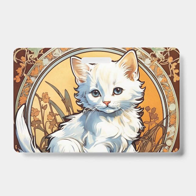 Tarjeta De Identificación Gato estilo Alphonse Mucha (Parte frontal)