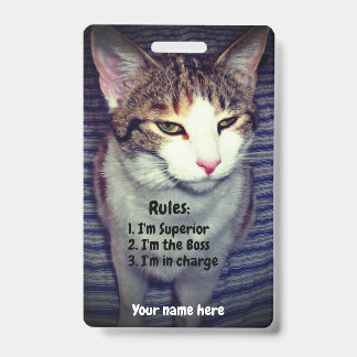 Tarjeta De Identificación Gato jefe narcisista divertido