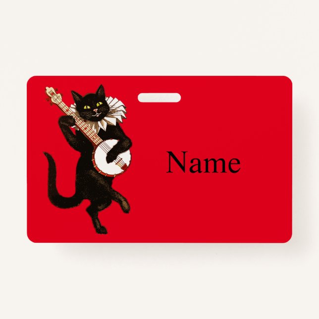 Tarjeta De Identificación Gato jugando Banjo Thunder_Cove (Anverso)