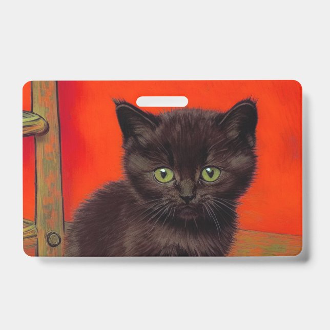 Tarjeta De Identificación Gato negro estilo Van Gogh (Parte frontal)