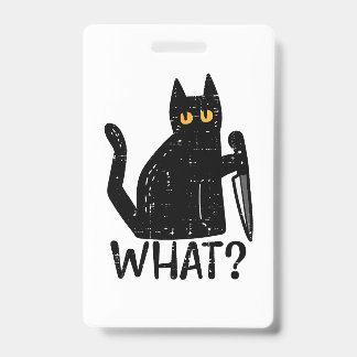 Tarjeta De Identificación Gato Negro Qué Cuchillo Divertido Asesino Hallowee