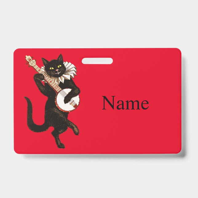 Tarjeta De Identificación Gato tocando Banjo Thunder_Cove (Parte frontal)
