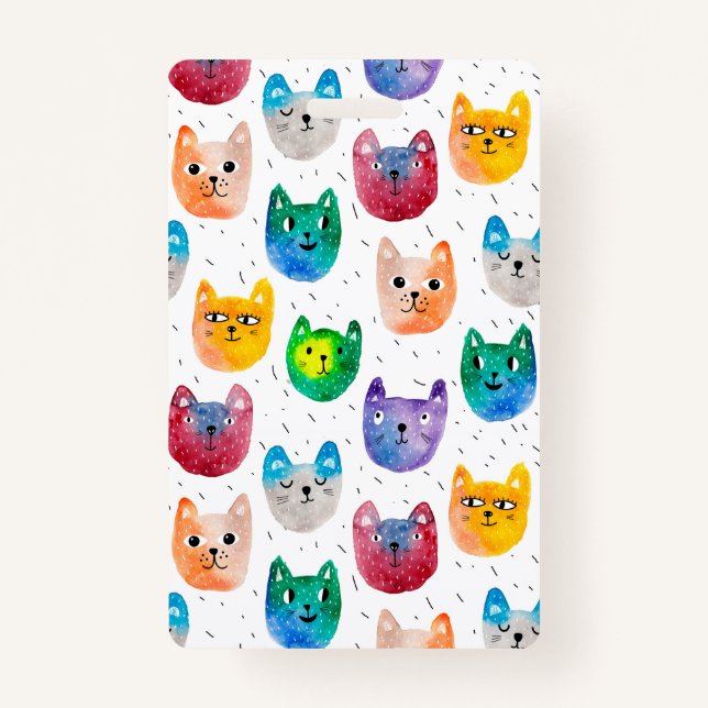 Tarjeta De Identificación Gatos acuarelas y amigos (Anverso)