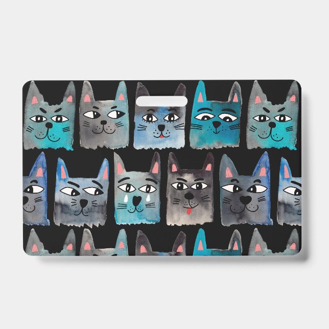 Tarjeta De Identificación gatos azules (Parte frontal)