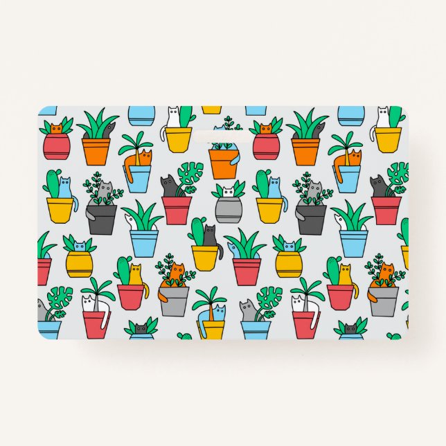 Tarjeta De Identificación Gatos en macetas de flores (Anverso)