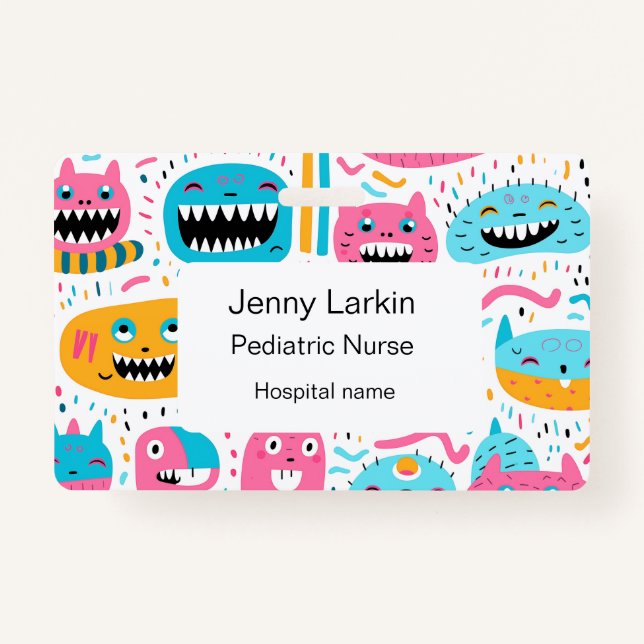 Tarjeta De Identificación Gatos felices y caras de monstruo (Anverso)