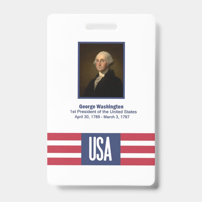 Tarjeta De Identificación George Washington Badge (Parte frontal)