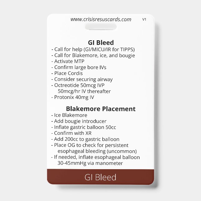 Tarjeta De Identificación GI Bleed (Parte frontal)