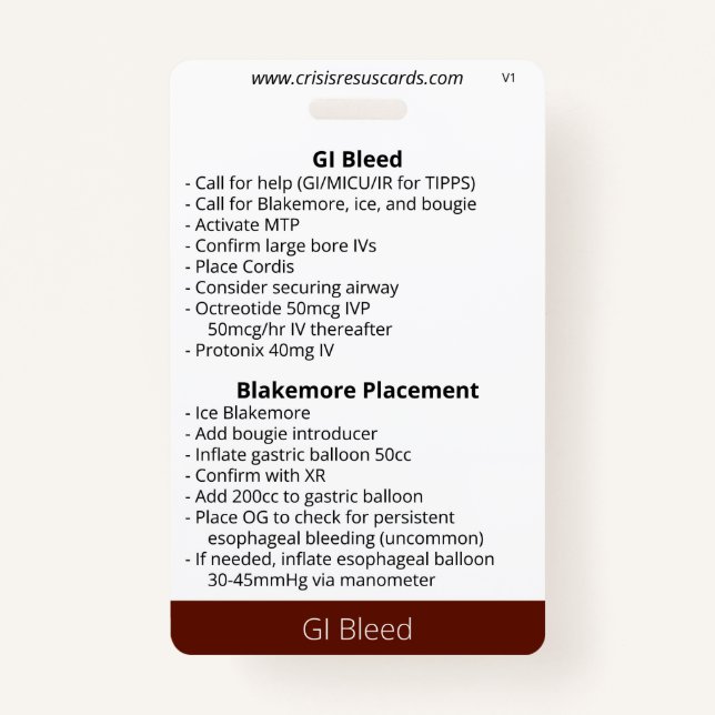 Tarjeta De Identificación GI Bleed (Anverso)