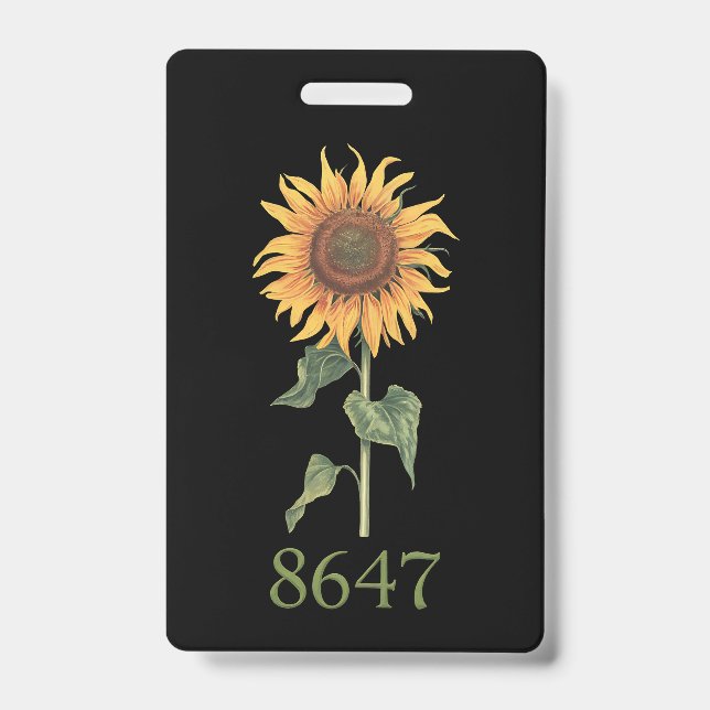 Tarjeta De Identificación Girasol 8647 86 47 Sutil Anti Trump Floral Boho (Parte frontal)